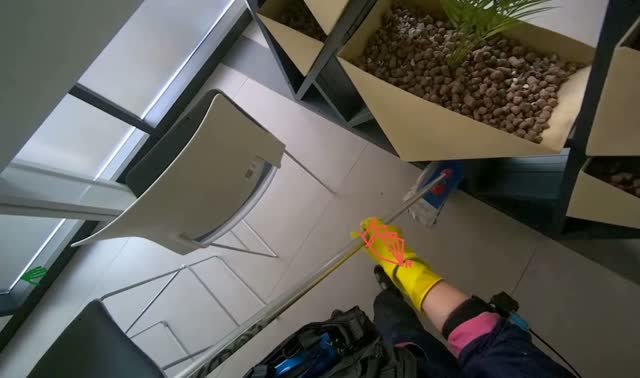 Mopping lobby floor: egocentric robotics sample