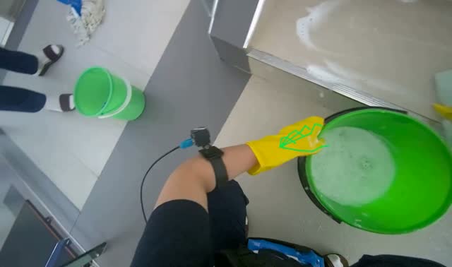 Scrubbing stair risers and sides: egocentric robotics sample