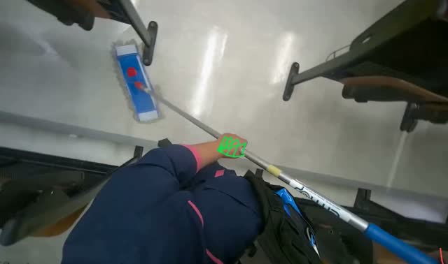 Mopping lecture hall floor: egocentric robotics sample