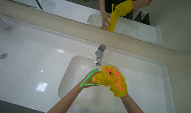 Washing and removing gloves: egocentric robotics sample