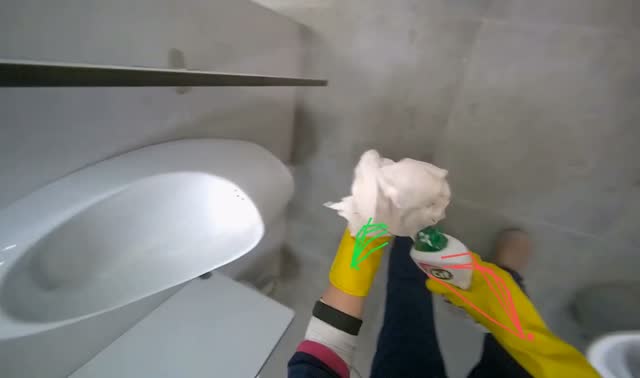 Cleaning urinals: egocentric robotics sample