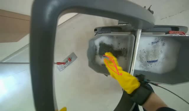 Preparing mop for cleaning: egocentric robotics sample