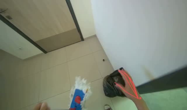 Mopping changing room floor: egocentric robotics sample