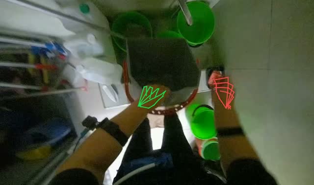 Emptying and rinsing cleaning bucket: egocentric robotics sample