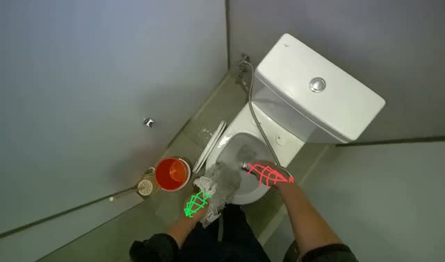 Rinsing toilet bowl: egocentric robotics sample