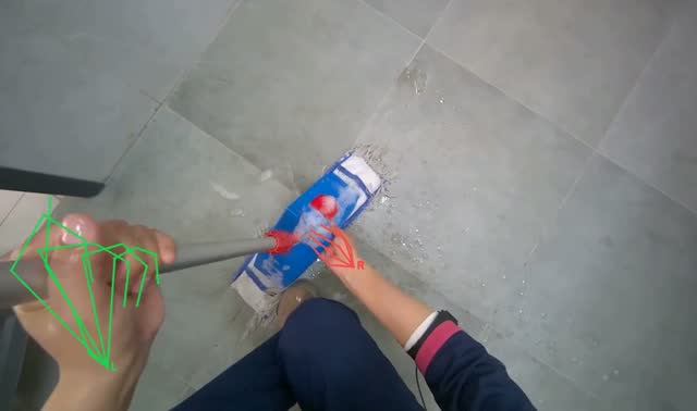 Mopping restroom floor: egocentric robotics sample