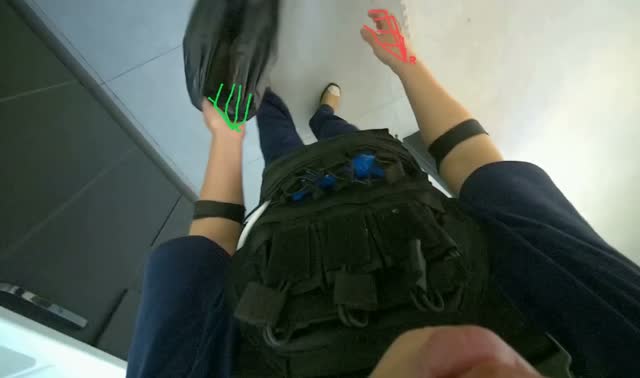 Lining trash can with bag: egocentric robotics sample