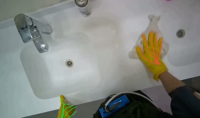 Cleaning bathroom sinks and counter: egocentric robotics sample