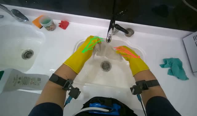 Rinsing and wringing cleaning cloths: egocentric robotics sample