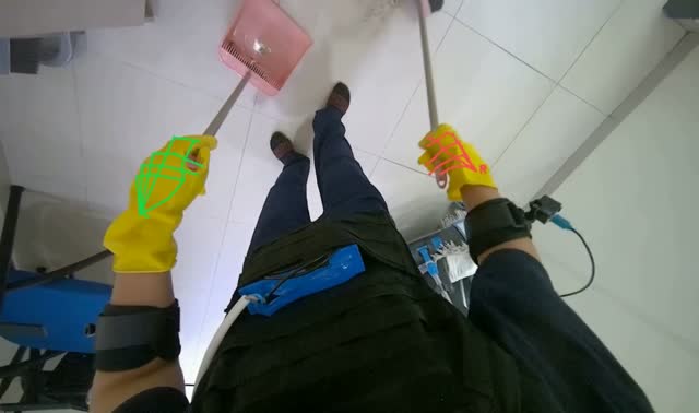 Sweeping floor with dustpan and brush: egocentric robotics sample