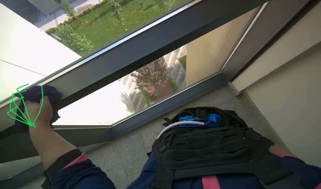 Wiping window frames: egocentric robotics sample