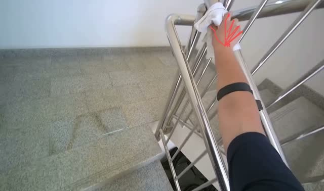 Wiping stair handrail: egocentric robotics sample