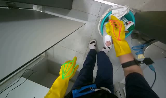 Cleaning shower walls and floor: egocentric robotics sample