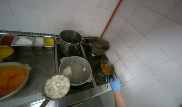 Preparing pot with ingredients: egocentric robotics sample