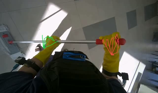 Mopping cafeteria floor: egocentric robotics sample