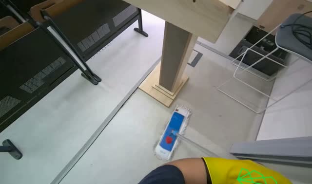 Mopping front classroom floor: egocentric robotics sample