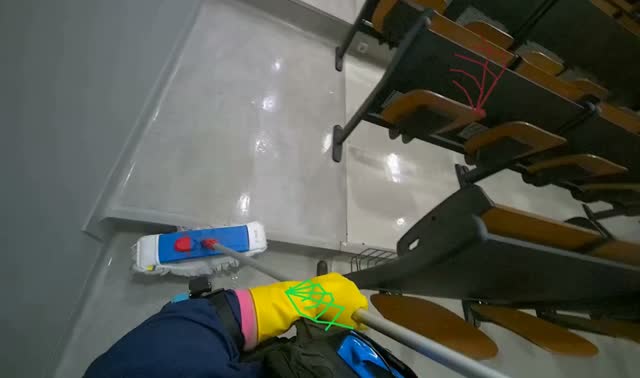 Mopping lecture hall floor: egocentric robotics sample