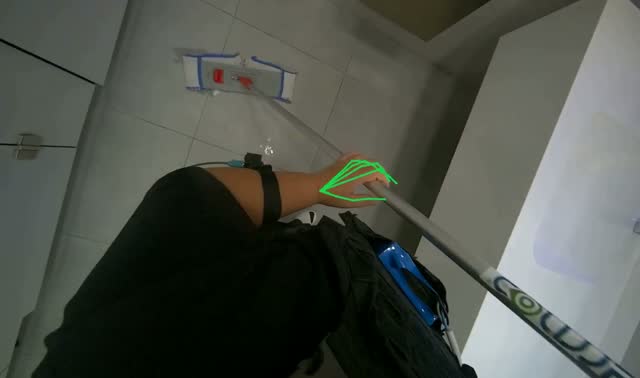 Mopping bathroom floor: egocentric robotics sample