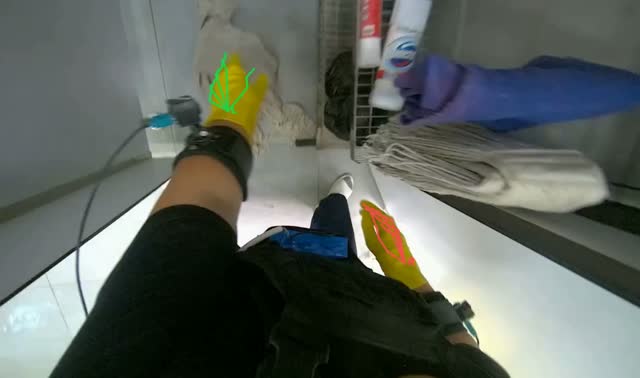 Wiping floor with mop head: egocentric robotics sample