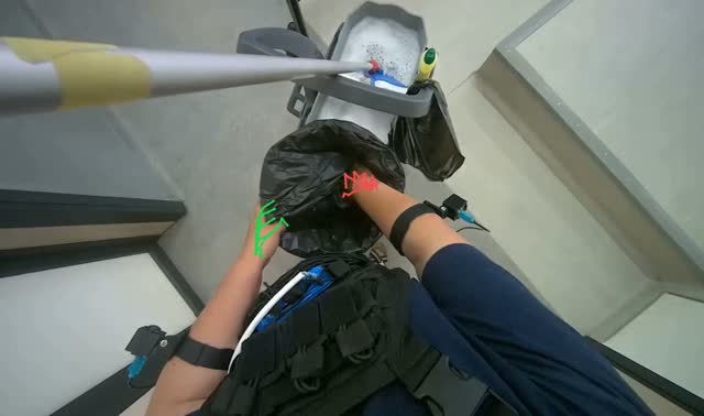 Collecting trash into bag: egocentric robotics sample