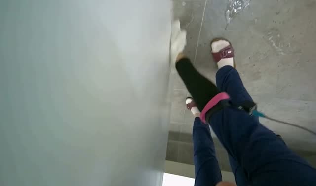 Wiping bathroom stall surfaces: egocentric robotics sample