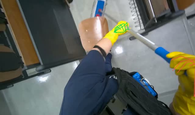 Mopping lecture hall floor: egocentric robotics sample