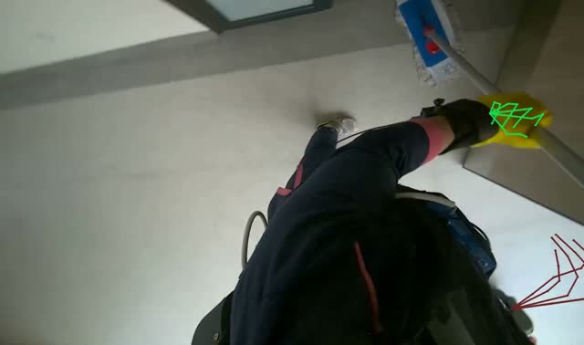 Mopping hallway floor: egocentric robotics sample