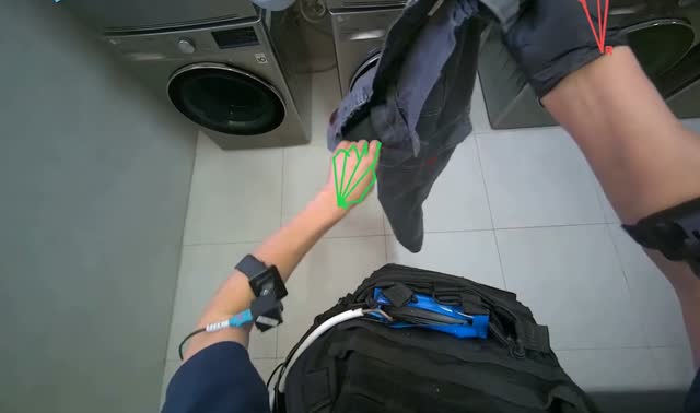 Unloading, folding, and bagging clothes: egocentric robotics sample
