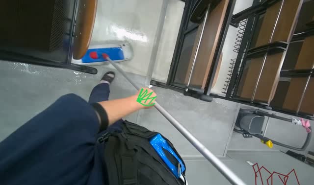 Mopping lecture hall floor: egocentric robotics sample