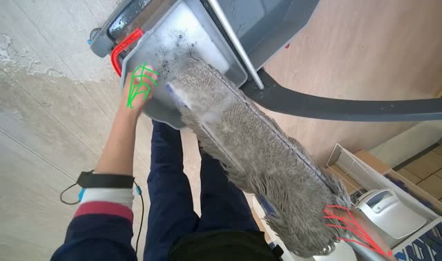Washing mop head in bucket: egocentric robotics sample