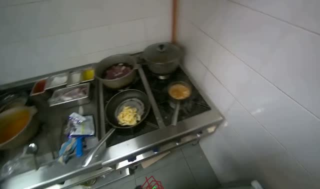 Cooking ingredients in pan: egocentric robotics sample