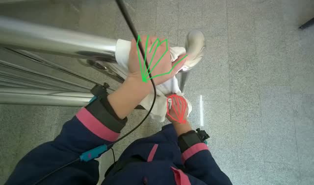 Wiping metal stair railing: egocentric robotics sample