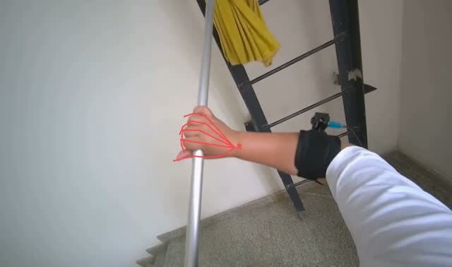 Mopping stairwell wall: egocentric robotics sample