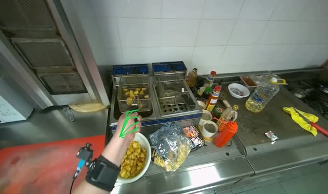 Removing and handling fried potatoes: egocentric robotics sample