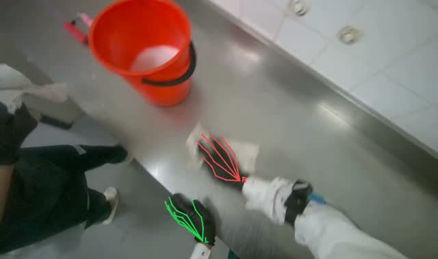 Wiping tiled kitchen wall: egocentric robotics sample