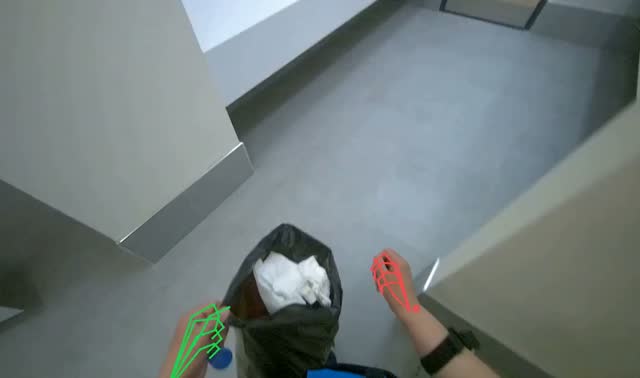 Emptying trash bins in bathroom: egocentric robotics sample