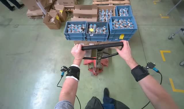 Pulling loaded pallet jack: egocentric robotics sample