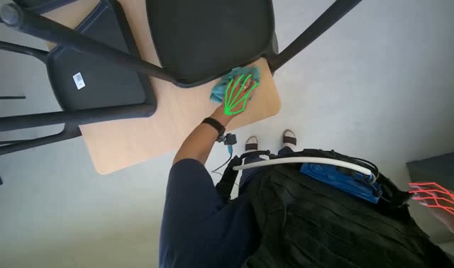 Wiping table surfaces: egocentric robotics sample