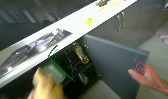 Cleaning kitchen cabinets and counter: egocentric robotics sample
