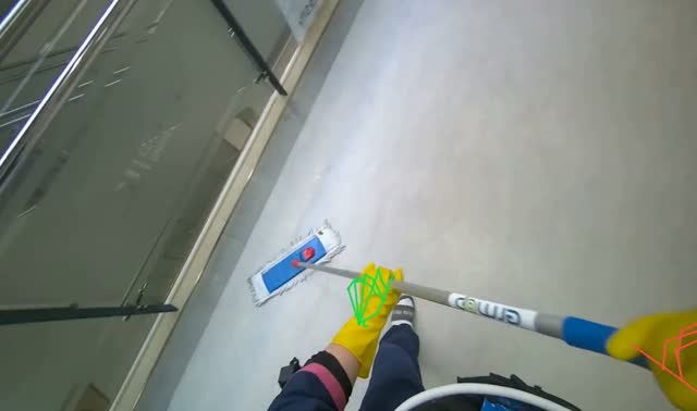 Mopping hallway floor: egocentric robotics sample